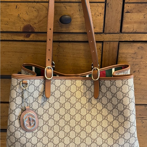 Gucci Beige and Tan Signature Tote - Picture 1 of 14